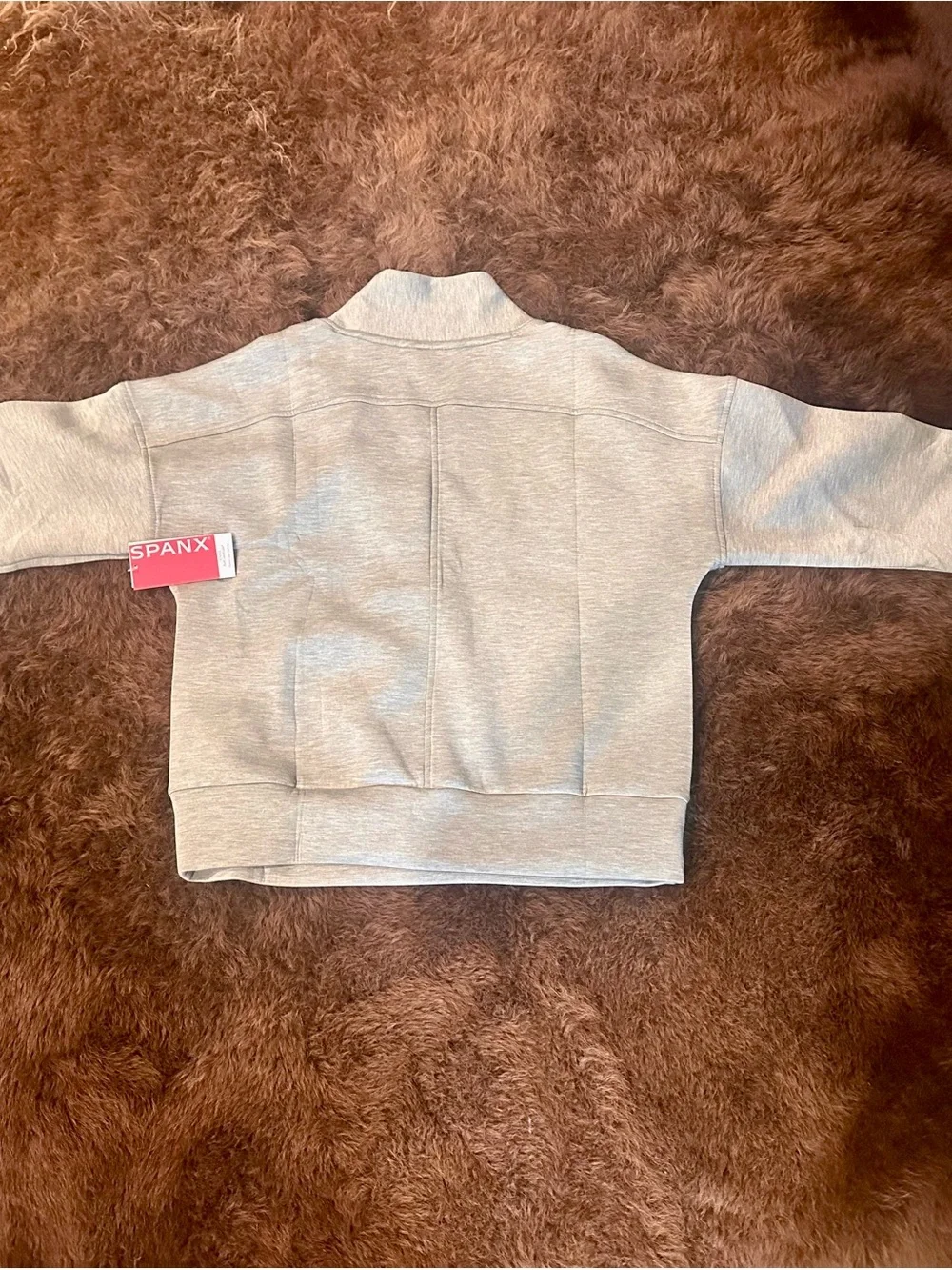 SPANX Heather Green Half-Zip Cowl Pullover